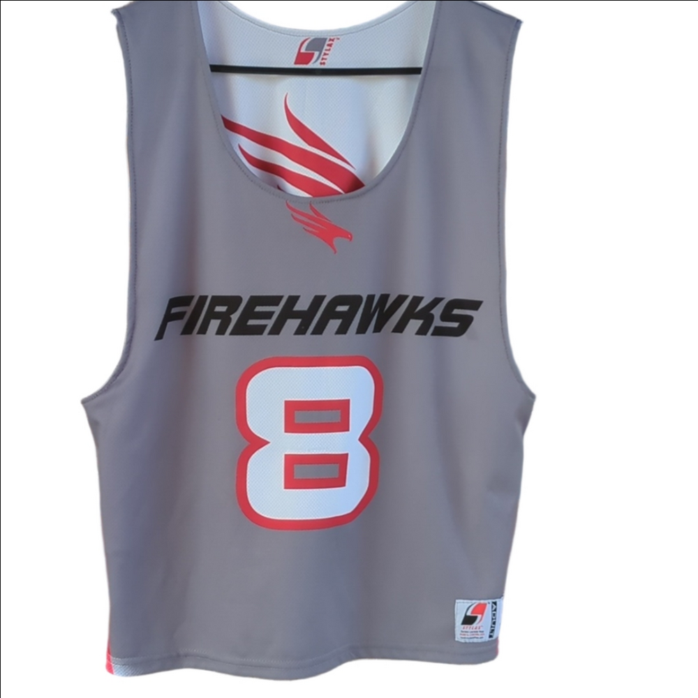 reversible pinnie or practice jersey for the Firehawks lacrosse team. Small size